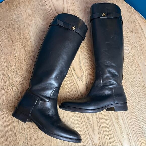 Tory Burch Everly Knee High Leather Riding Boots Tall Black Equestrian Women’s 7 - Picture 9 of 13